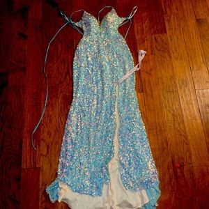 Emprada Sofia Opal Blue Sequin Gown